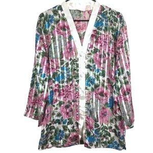 Vintage Victoria’s Secret gold label floral mini kimono size small romantic